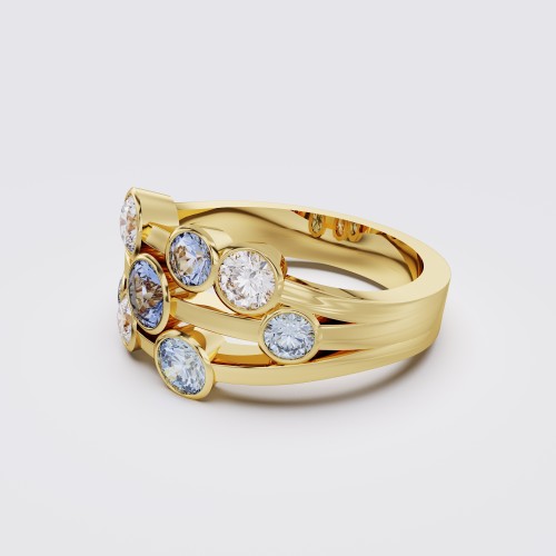 MODERN TRIPLE ROW CLUSTER RING