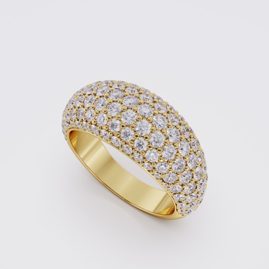 MODERN DOME DIAMOND PAVE RING 1.90ct