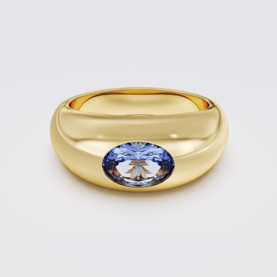 MODERN WIDE SOLITAIRE DOME RING