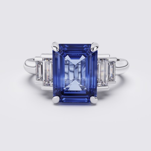 MODERN EMERALD CUT FIVE STONE RING