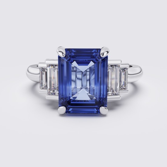 MODERN EMERALD CUT FIVE STONE RING