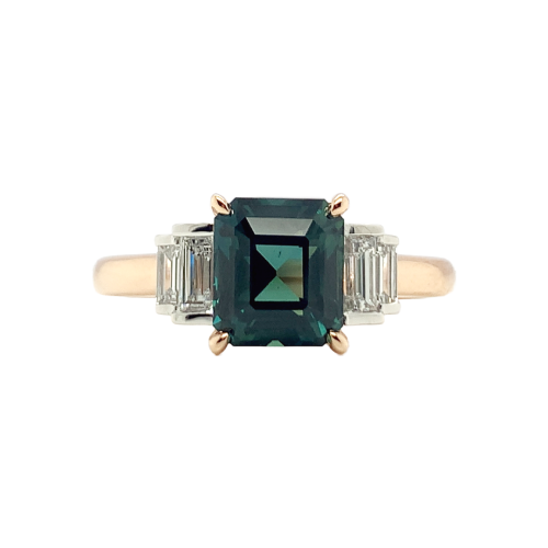 GEOMETRIC SAPPHIRE & DIAMOND FIVE STONE RING