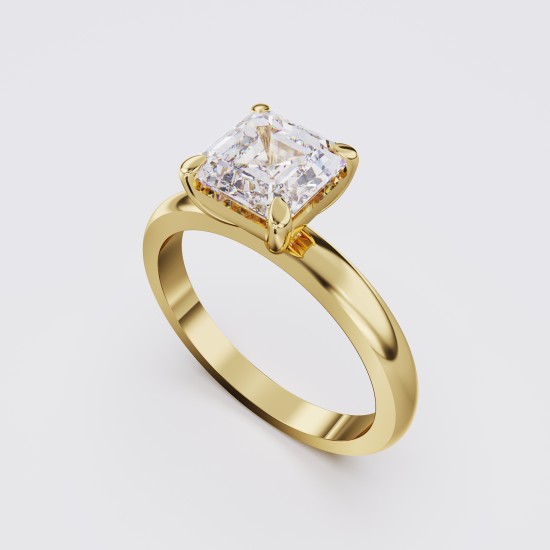 ROUND BAND MODERN ASSCHER SOLITAIRE