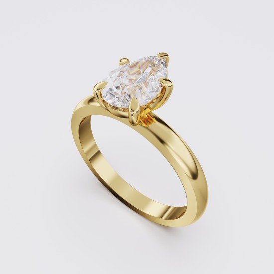 ROUND BAND MODERN PEAR SOLITAIRE