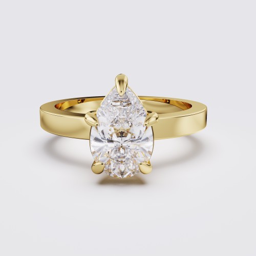 SQUARE EDGE MODERN PEAR SOLITAIRE