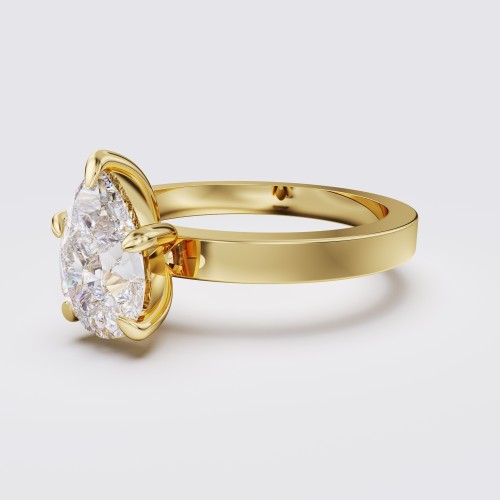 SQUARE EDGE MODERN PEAR SOLITAIRE