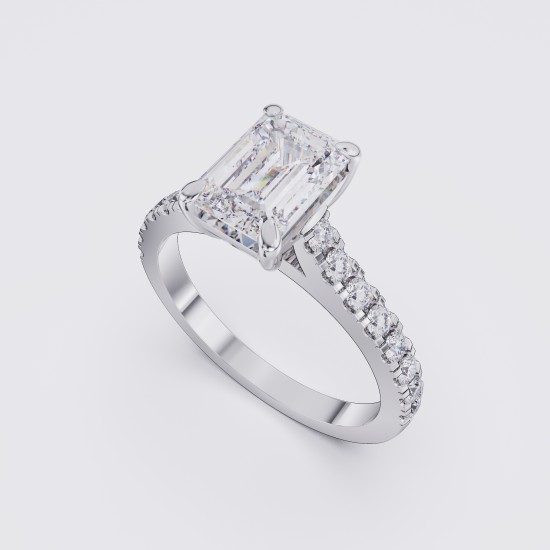 DIAMOND BAND EMERALD SOLITAIRE