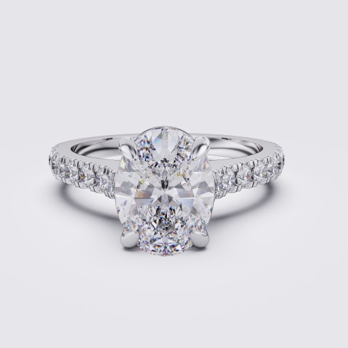 DIAMOND BAND OVAL SOLITAIRE