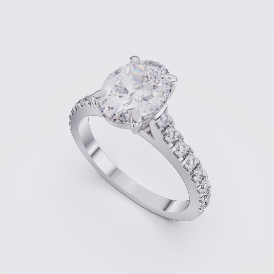 DIAMOND BAND OVAL SOLITAIRE