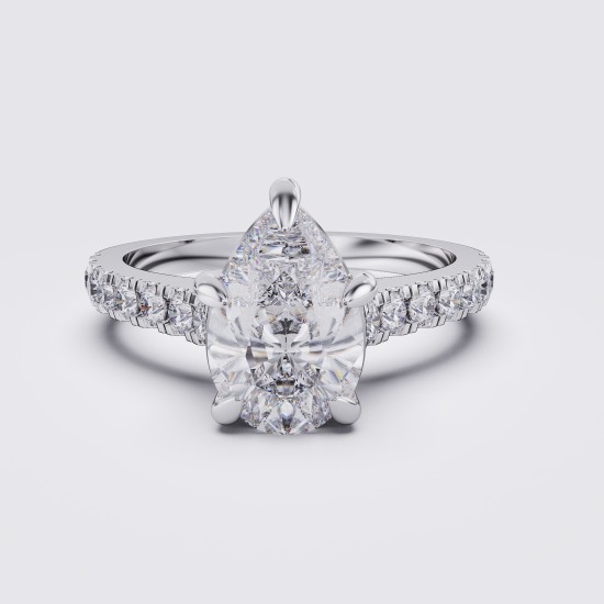 DIAMOND BAND PEAR SOLITAIRE