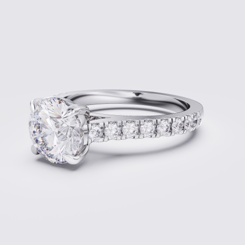 DIAMOND BAND FOUR CLAW ROUND SOLITAIRE