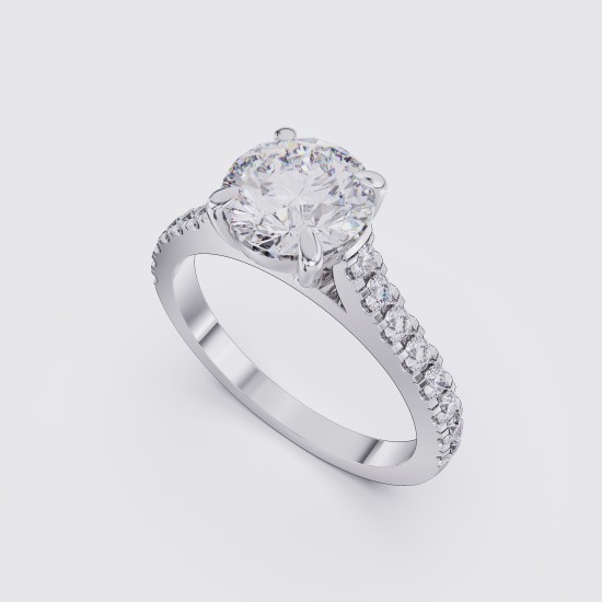 DIAMOND BAND FOUR CLAW ROUND SOLITAIRE