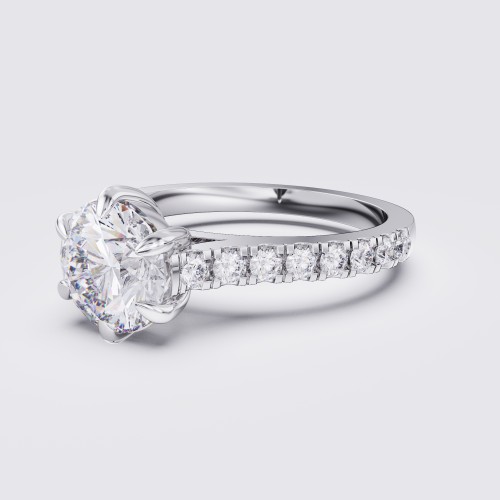 DIAMOND BAND SIX CLAW ROUND SOLITAIRE